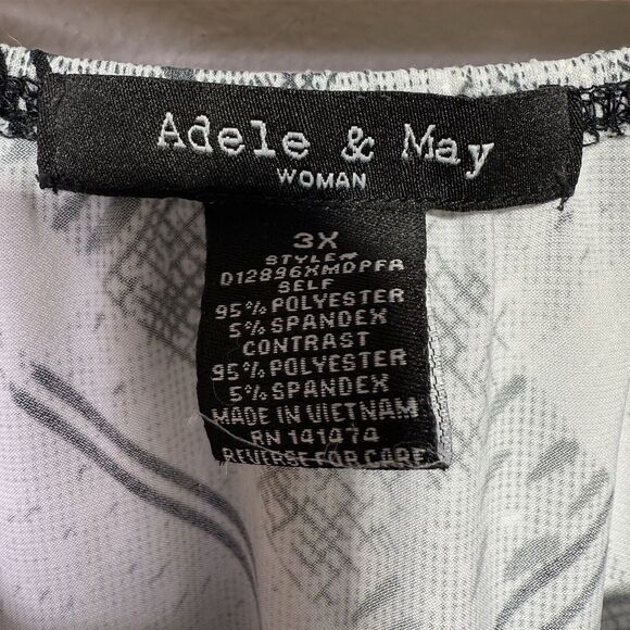 Adele & May Tunic Top Women’s Size 3X Black, Gray, White Plaid Print - Picture 7 of 8